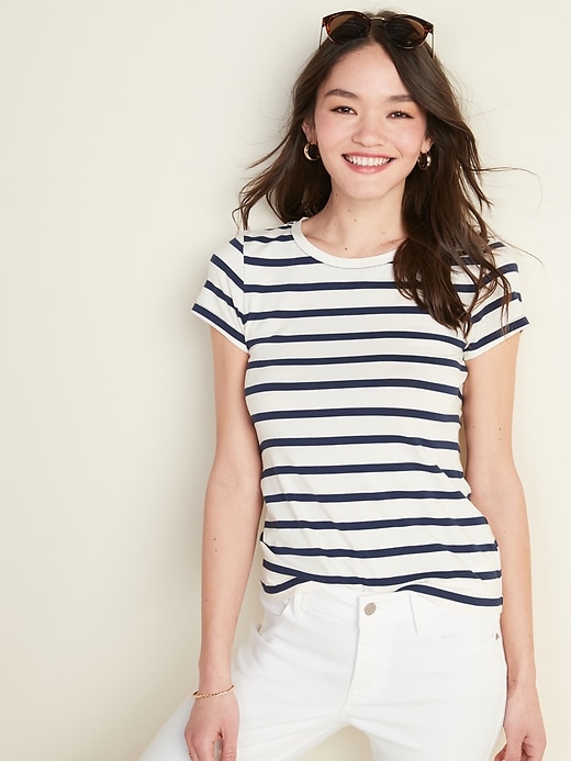 View large product image 1 of 3. Slim-Fit Striped Tee for Women