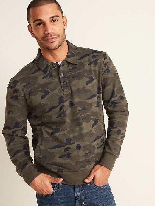 Image number 4 showing, Spread-Collar Long-Sleeve Camo Sweatshirt