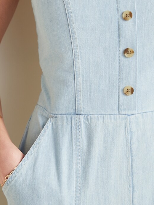 Image number 4 showing, Button-Front Chambray Cami Jumpsuit