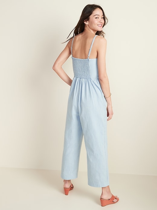 Image number 2 showing, Button-Front Chambray Cami Jumpsuit