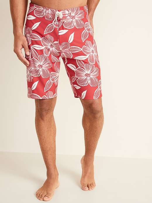 View large product image 1 of 1. Printed Built-In Flex Cargo Board Shorts -- 10-inch inseam