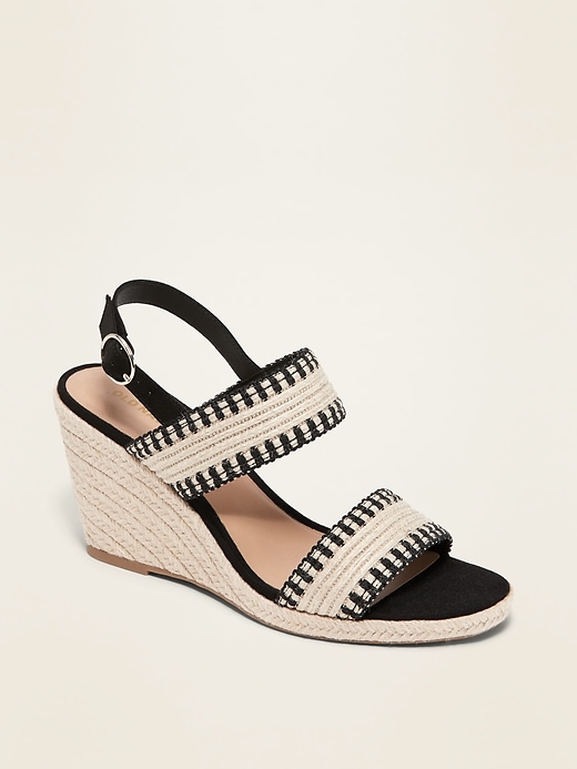 Image number 1 showing, Double-Strap Espadrille Wedge Sandals