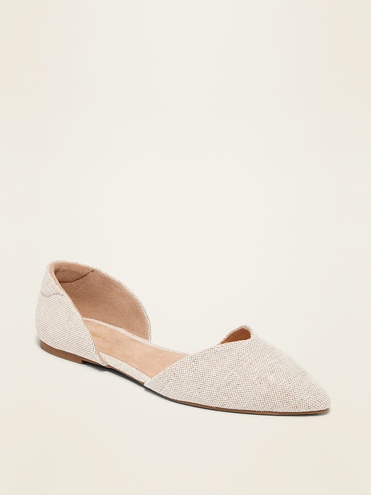 View large product image 1 of 1. Textile Pointy-Toe D'Orsay Flats