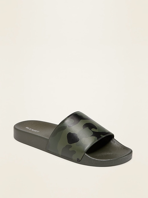 Old Navy Faux-Leather Pool Slide Sandals for Men. 1