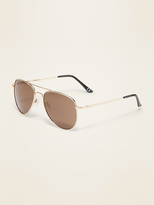 View large product image 1 of 1. Gender-Neutral Wire-Frame Aviator Sunglasses for Adults