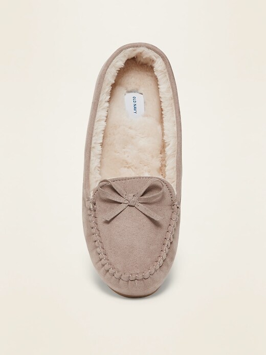 Image number 3 showing, Faux-Suede Faux Fur-Lined Moccasin Slippers for Women
