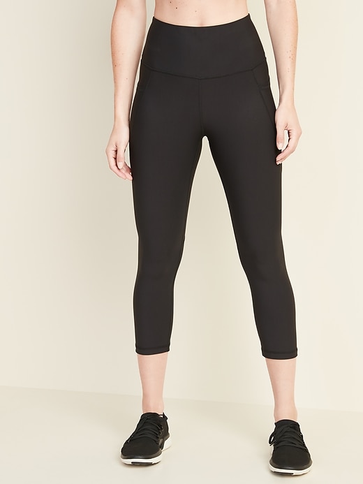 Old Navy High-Waisted PowerSoft Crop Leggings for Women black. 1