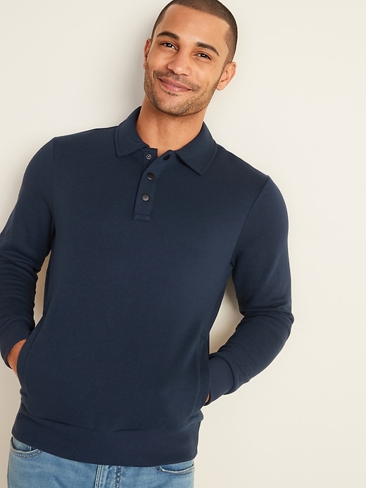 Image number 1 showing, Spread-Collar Long-Sleeve Sweatshirt