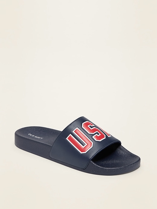 Old Navy Faux-Leather Pool Slide Sandals for Men - 551006072