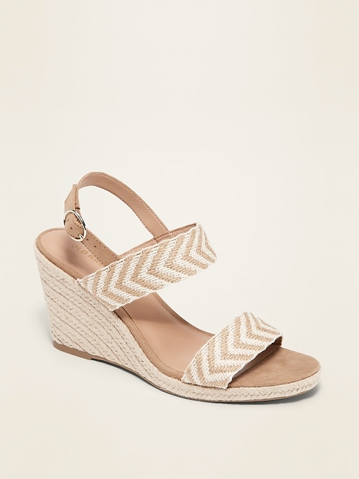 View large product image 1 of 1. Double-Strap Espadrille Wedge Sandals