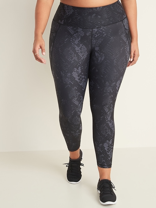 View large product image 1 of 3. High-Waisted Elevate Powersoft Plus-Size Side-Pocket 7/8-Length Compression Leggings