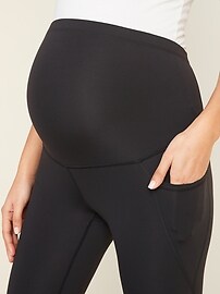 View large product image 3 of 3. Maternity Full Panel PowerSoft Side-Pocket 7/8-Length Leggings