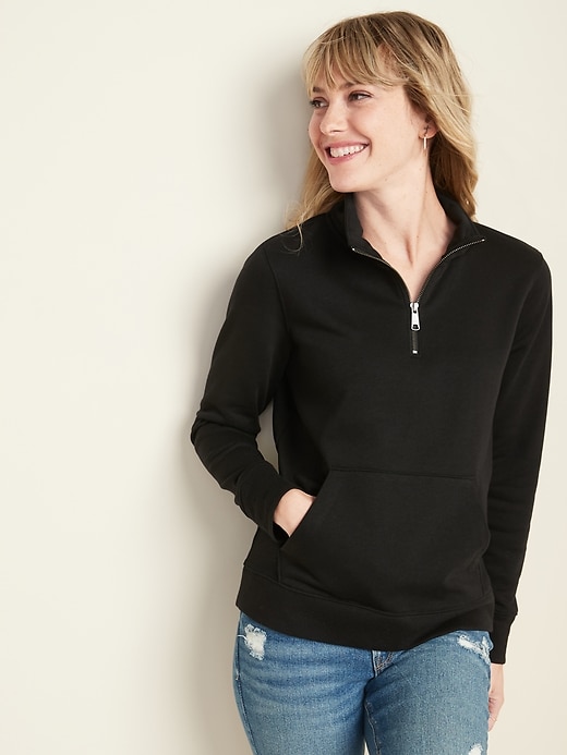 View large product image 1 of 1. Relaxed 1/4-Zip Mock-Neck Pullover for Women