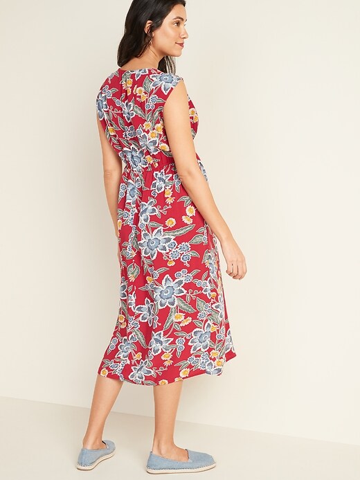Image number 2 showing, Maternity Waist-Defined Floral-Print Dress