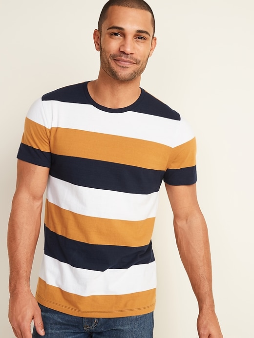 View large product image 1 of 3. Soft-Washed Bold-Stripe Crew-Neck Tee