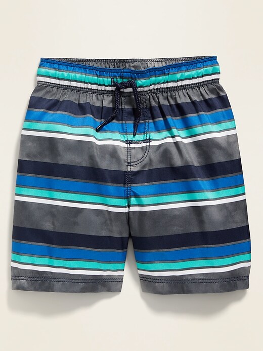 View large product image 1 of 1. Striped Functional-Drawstring Swim Trunks for Toddler Boys