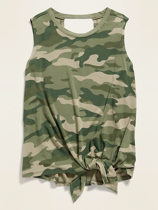 View large product image 1 of 1. Luxe Tie-Hem Sleeveless Top for Girls