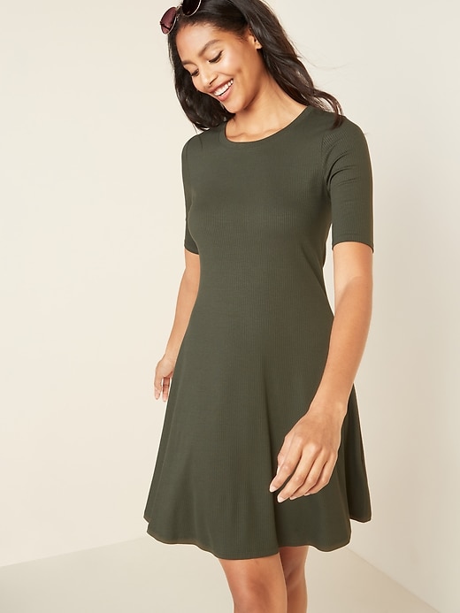 Old Navy Rib-Knit Fit & Flare Dress for Women. 2