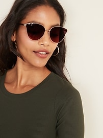 Wire-Frame Cat-Eye Sunglasses For Women