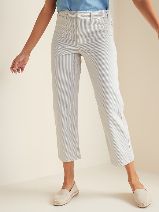 View large product image 1 of 1. High-Waisted Slim Wide-Leg Chinos for Women