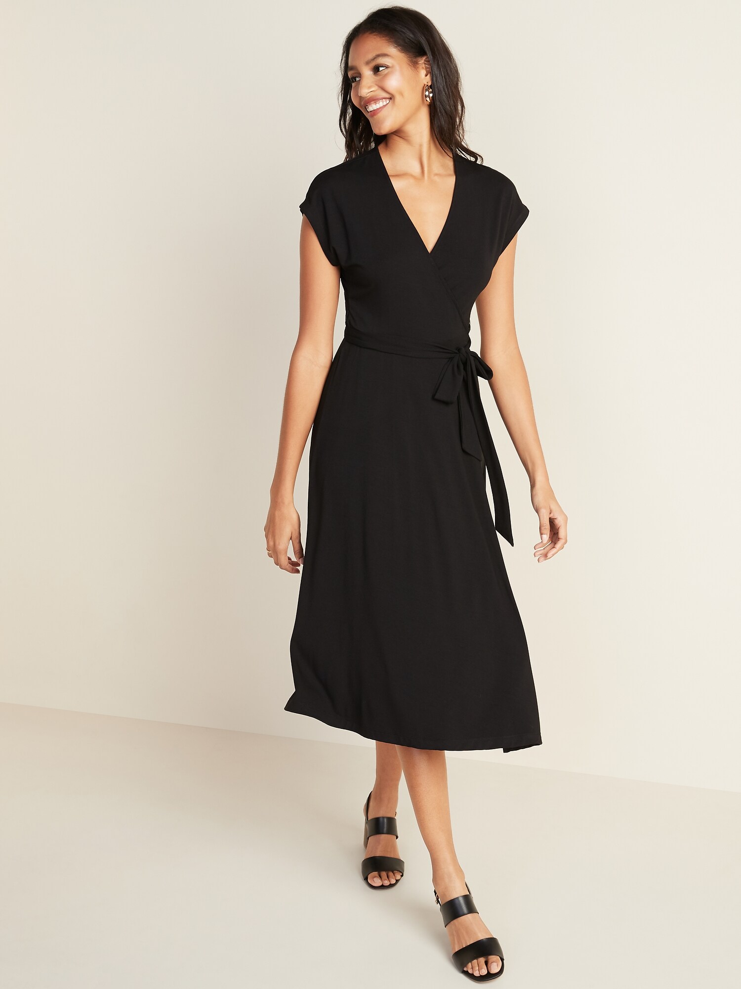 Wrap-Front Dolman-Sleeve Midi Dress | Old Navy