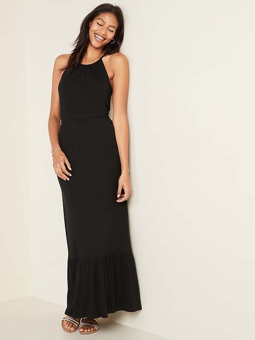 Image number 1 showing, Fit & Flare Jersey-Knit Maxi Dress for Women