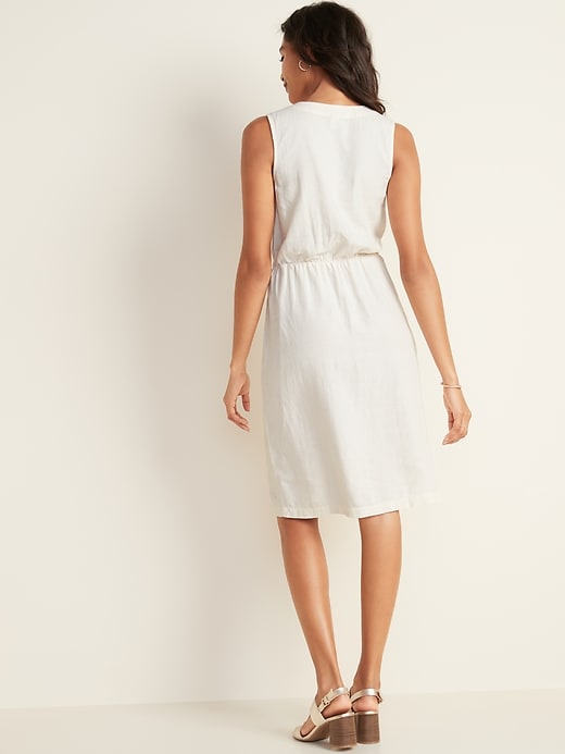 Image number 2 showing, Sleeveless Button-Front Linen-Blend Midi Dress