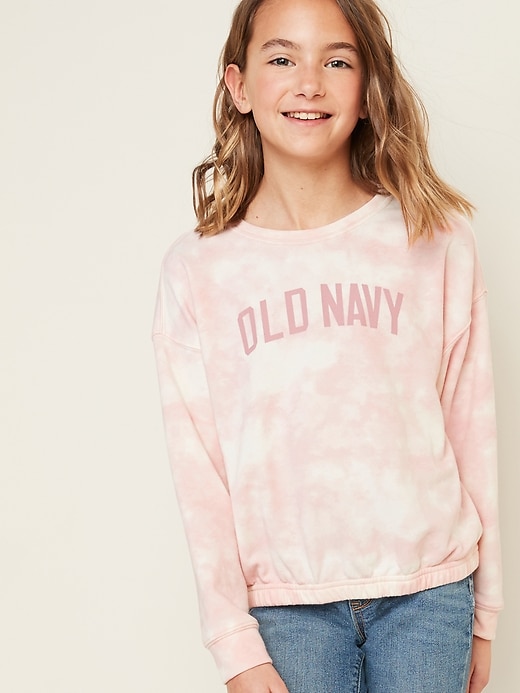 View large product image 1 of 1. Logo-Graphic French Terry Cinched-Hem Sweatshirt for Girls