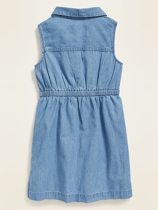 View large product image 2 of 3. Sleeveless Chambray Shirt Dress for Toddler Girls