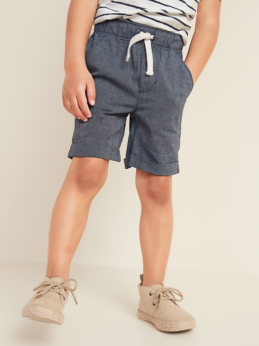 View large product image 1 of 2. Functional Drawstring Madras Pull-On Shorts for Toddler Boys