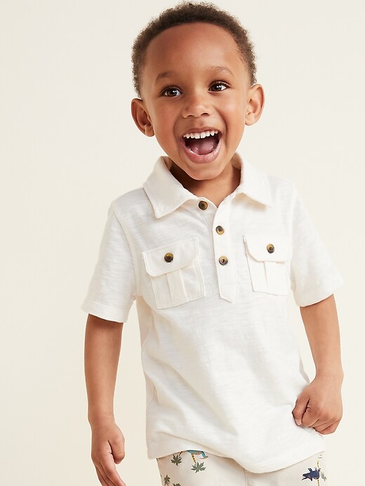 View large product image 1 of 1. Slub-Knit Utility-Pocket Polo for Toddler Boys
