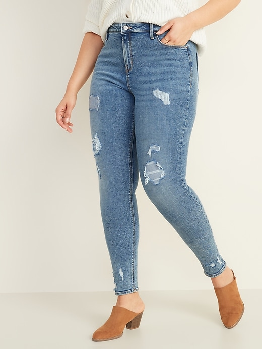 Image number 6 showing, High-Waisted Distressed Rockstar Super Skinny Jeans for Women