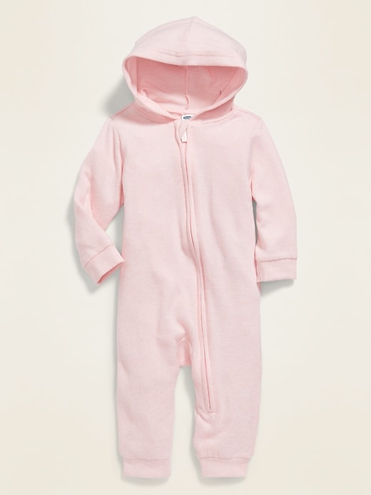 View large product image 1 of 1. Unisex Cozy Plush-Knit Hooded One-Piece for Baby
