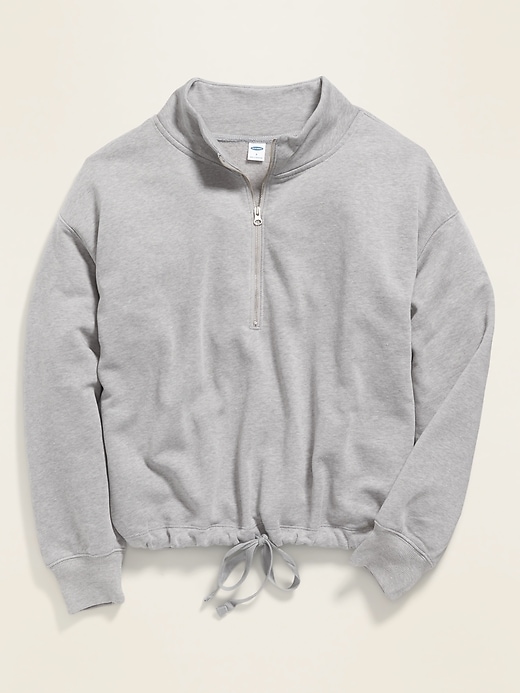 Image number 6 showing, French Terry Cinched-Hem 1/2-Zip Sweatshirt