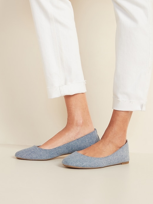 Image number 2 showing, Chambray Ballet Flats