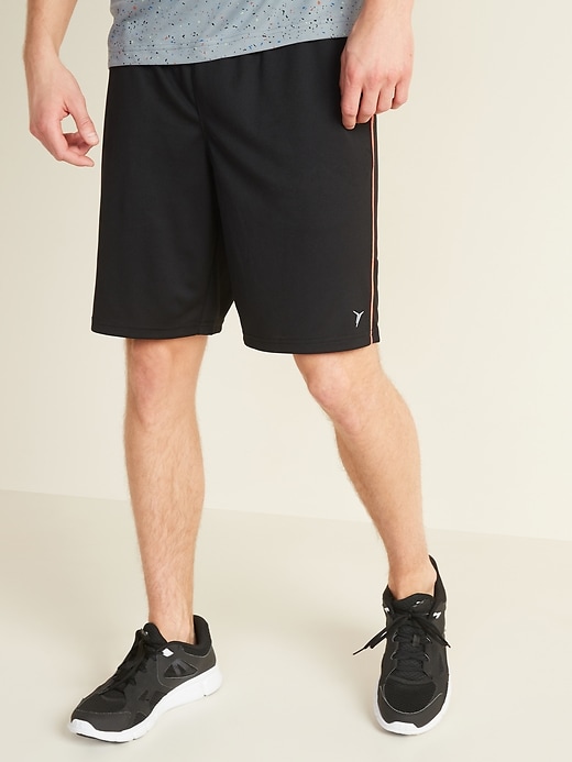View large product image 1 of 1. Go-Dry Mesh Neon-Piping Performance Shorts -- 9-inch inseam