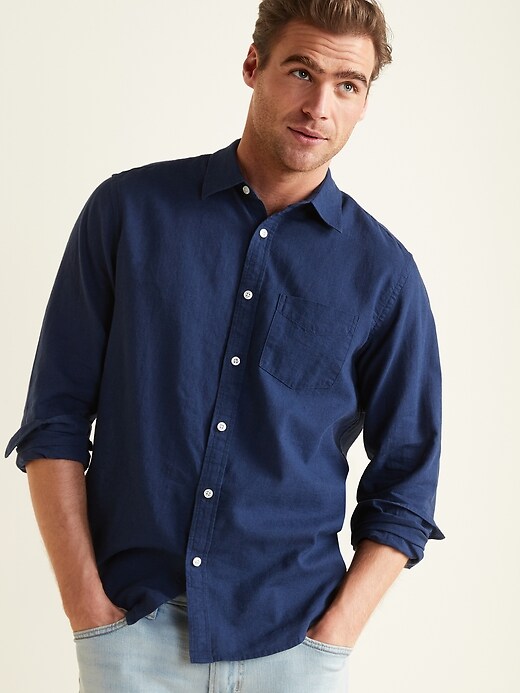 Regular-Fit Linen-Blend Long-Sleeve Shirt | Old Navy