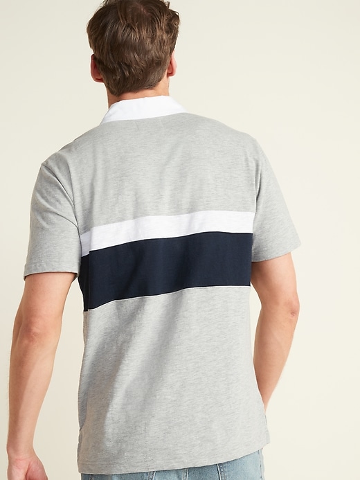 View large product image 2 of 3. Slub-Knit Color-Blocked Short-Sleeve Rugby Polo