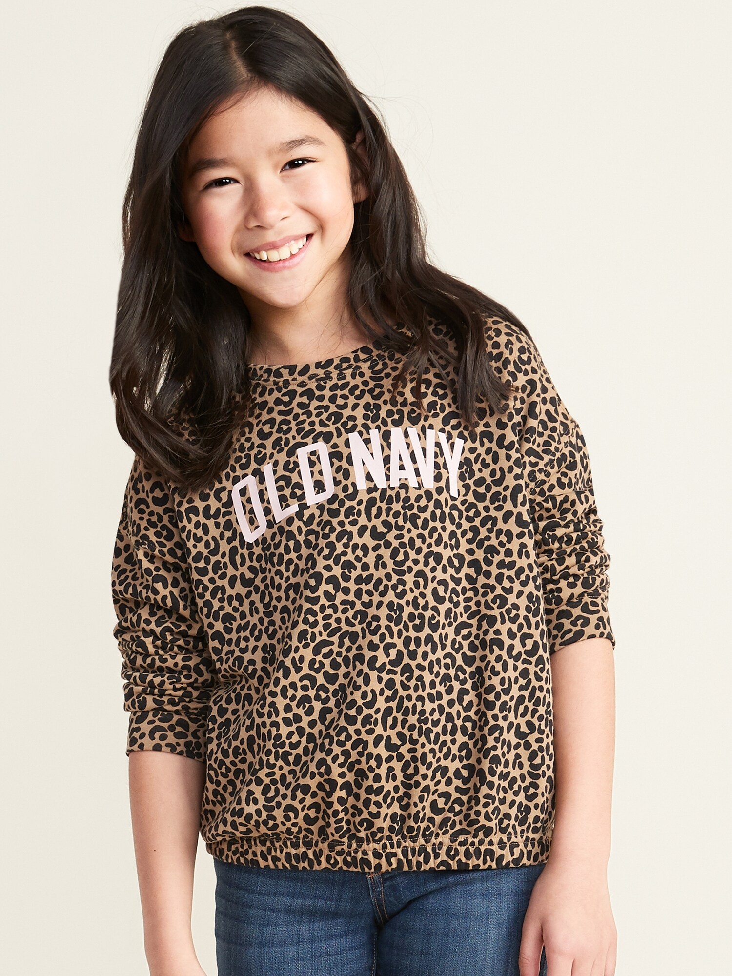 Logo-Graphic French Terry Cinched-Hem Sweatshirt for Girls | Old Navy