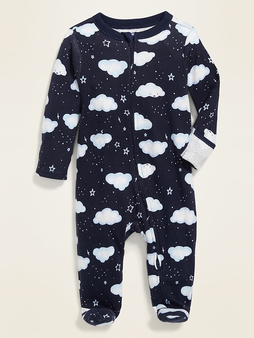 View large product image 1 of 1. Unisex Printed Footed One-Piece for Baby