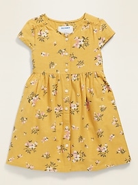 View large product image 3 of 3. Floral-Print Button-Front Fit & Flare Dress for Toddler Girls