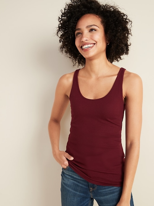 Old Navy First-Layer Rib-Knit Tank Top for Women red. 1