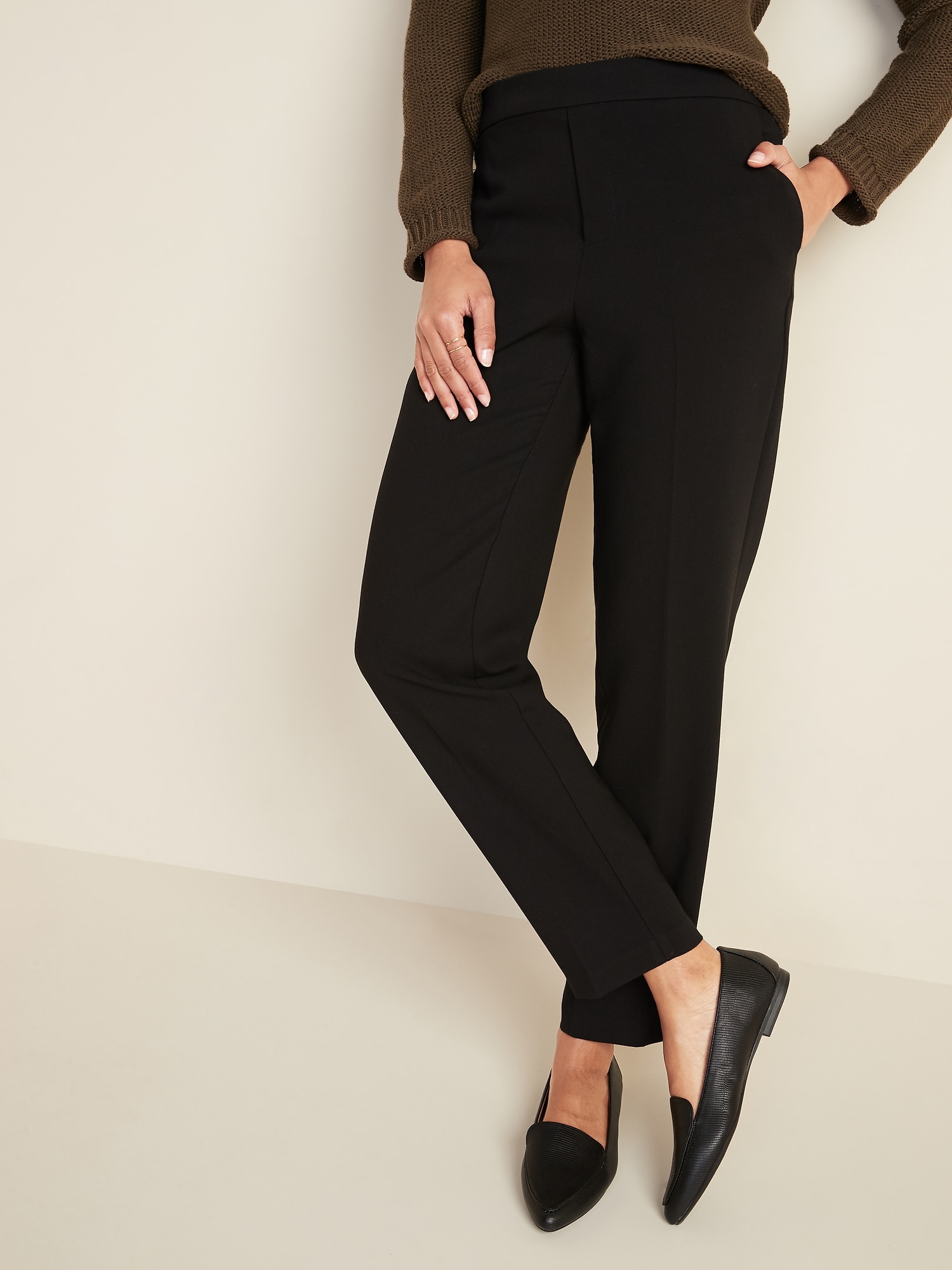 Mid-Rise Straight Pants for Women
