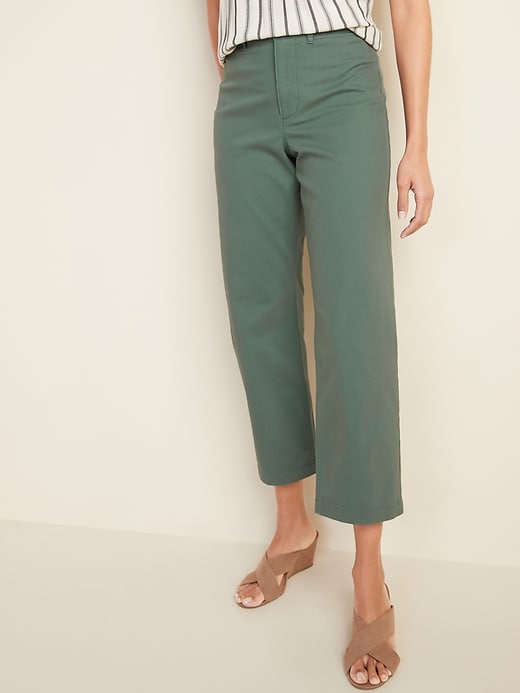 View large product image 1 of 1. High-Waisted Slim Wide-Leg Chinos