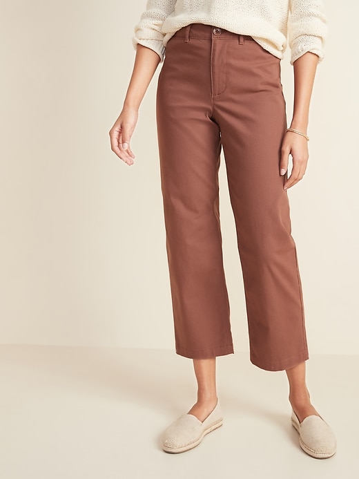 View large product image 1 of 1. High-Waisted Slim Wide-Leg Chinos