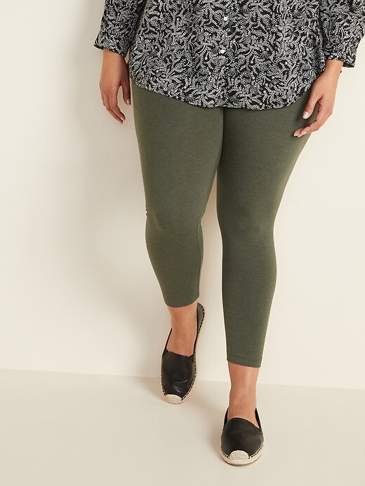 View large product image 1 of 1. High-Waisted Full-Length Plus-Size Jersey Space-Dye Leggings