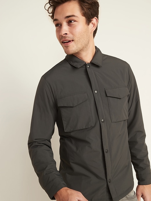 Image number 1 showing, Water-Resistant Nylon Snap-Front Shirt Jacket