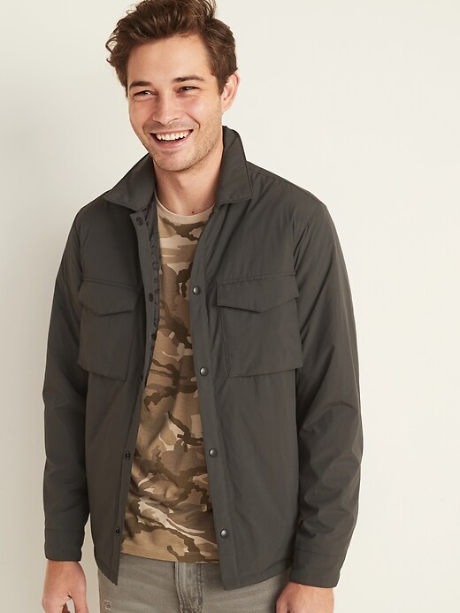 Image number 4 showing, Water-Resistant Nylon Snap-Front Shirt Jacket