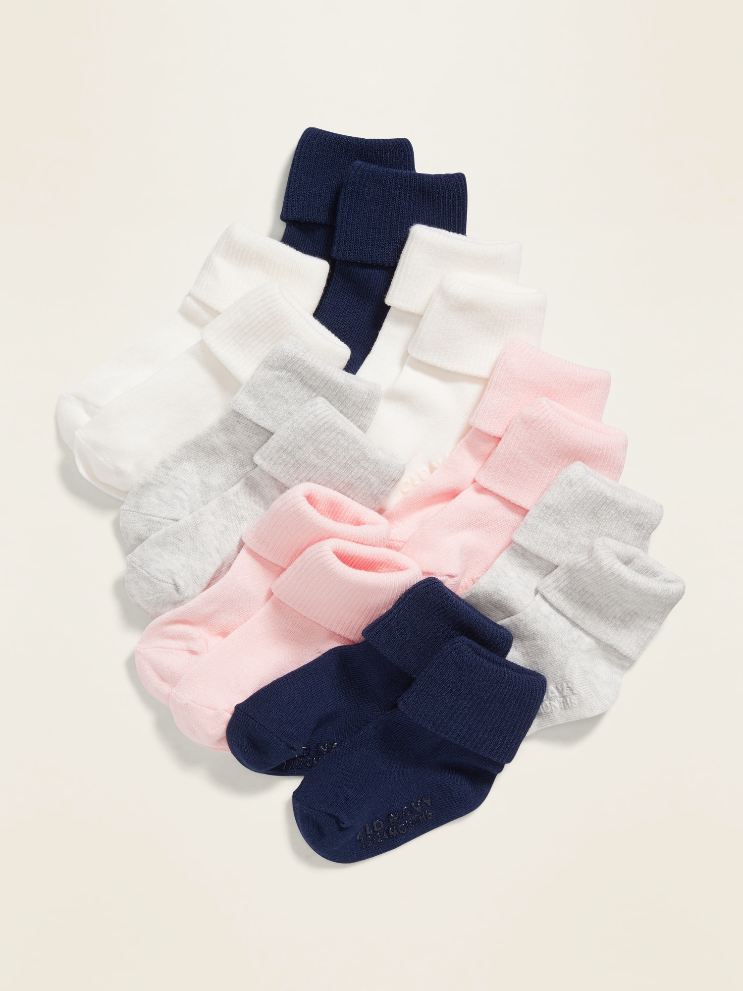6 Pairs of BABY SOCKS TURN OVER TOP BOYS//GIRLS COLOURS