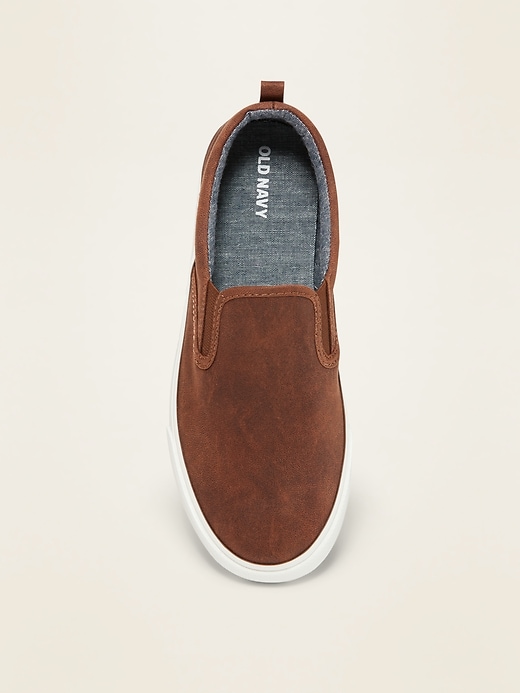 View large product image 2 of 3. Faux-Leather Slip-On Sneakers for Boys